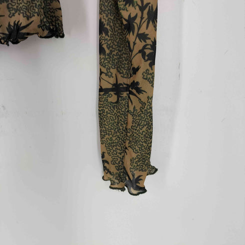 KNWLS ノウルズ HALCYON TOP THORNY GREEN 総柄 シアー トップス パワーネット レディース S