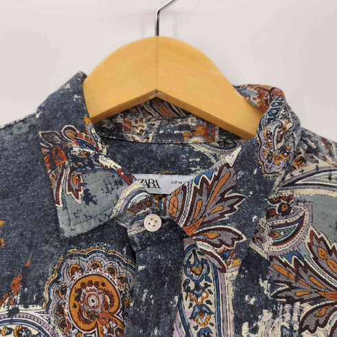 ザラ ZARA ペイズリー 総柄 レーヨン シャツ メンズ import:M