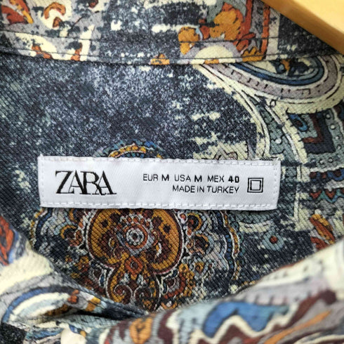 ザラ ZARA ペイズリー 総柄 レーヨン シャツ メンズ import:M