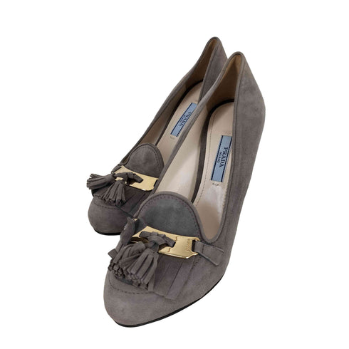 プラダ PRADA スエード タッセル ハイヒール レディース 38 1/2
