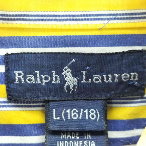 ラルフローレン RALPH LAUREN スモールポニー刺繍 長袖 ボタンダウン ストライプ シャツ レディース L