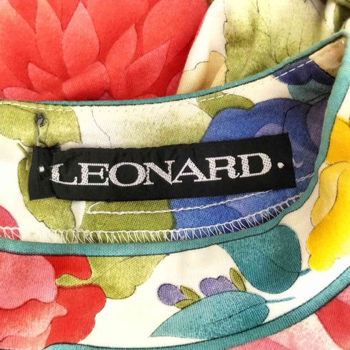 レオナール LEONARD コットン100 フラワープリント 半袖 カットソー レディース L