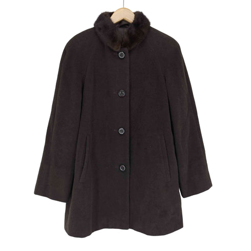 サンヨー SANYO mink fur アンゴラ混 ステンカラーコート レディース 9