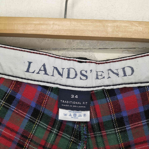 ランズエンド LANDS END TRADITONAL FIT トラディショナル フィット 裏地チェック テーパード パンツ メンズ 34