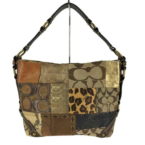 コーチ COACH シグネチャー パイソン レオパード パッチワーク ショルダーバッグ レディース