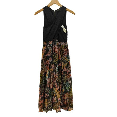 テッドベーカー TED BAKER リブニット プリーツ 切替 ノースリーブ ワンピース レディース 0