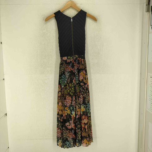 テッドベーカー TED BAKER リブニット プリーツ 切替 ノースリーブ ワンピース レディース 0