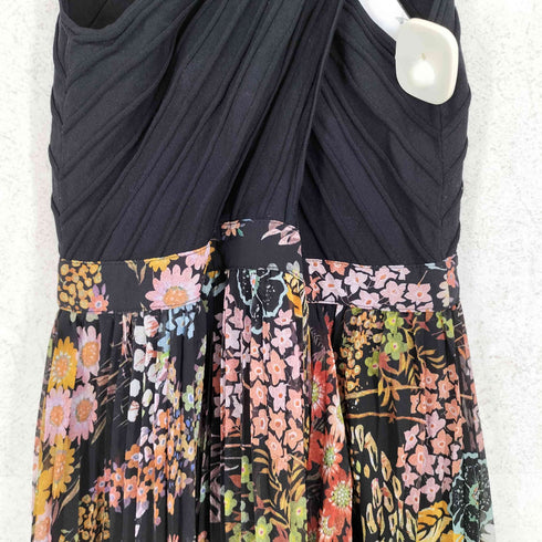 テッドベーカー TED BAKER リブニット プリーツ 切替 ノースリーブ ワンピース レディース 0