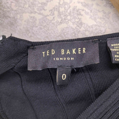 テッドベーカー TED BAKER リブニット プリーツ 切替 ノースリーブ ワンピース レディース 0