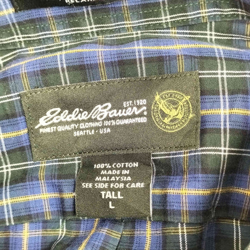 エディーバウアー Eddie Bauer ボタンダウン ロングスリーブ チェックシャツ メンズ JPN:L TALL