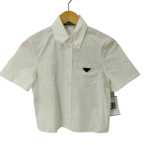 プラダ PRADA トライアングルプレート 半袖ポプリンシャツ レディース JPN:38