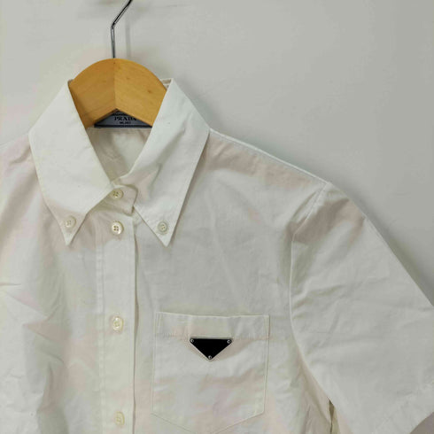 プラダ PRADA トライアングルプレート 半袖ポプリンシャツ レディース JPN:38