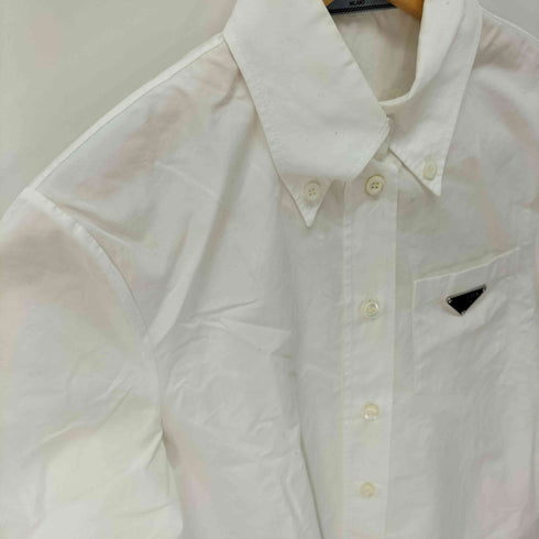 プラダ PRADA トライアングルプレート 半袖ポプリンシャツ レディース JPN:38