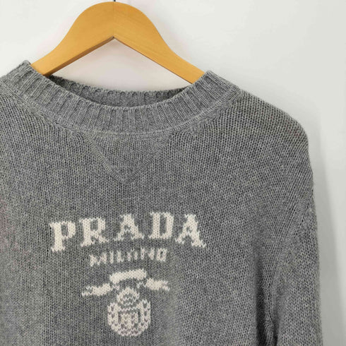 プラダ PRADA ロゴ カシミヤ ウール クルーネック セーター メンズ UK:36