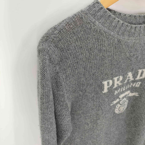 プラダ PRADA ロゴ カシミヤ ウール クルーネック セーター メンズ UK:36