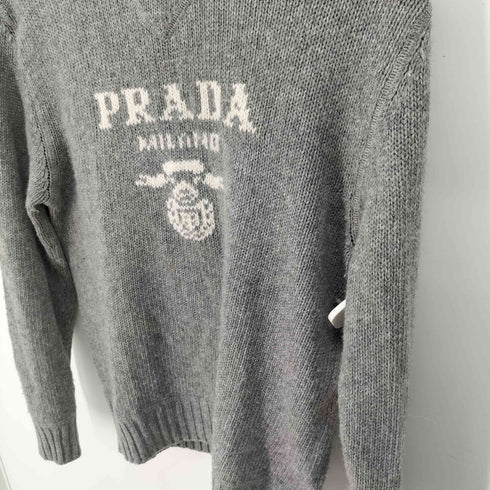 プラダ PRADA ロゴ カシミヤ ウール クルーネック セーター メンズ UK:36