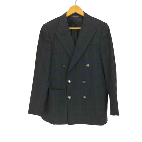ブルックスブラザーズ BROOKS BROTHERS Blackwatch Trousers マドラスチェック ロゴボタン モヘア混 背抜き 6B ダブルブレストジャケット メンズ 38HIT