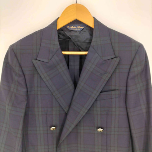ブルックスブラザーズ BROOKS BROTHERS Blackwatch Trousers マドラスチェック ロゴボタン モヘア混 背抜き 6B ダブルブレストジャケット メンズ 38HIT