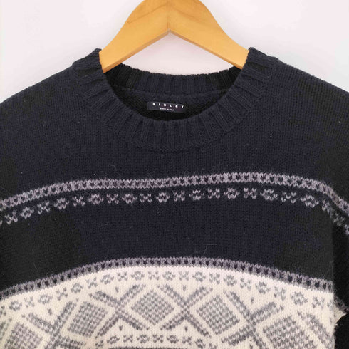 シスレー SISLEY ノルディック柄 クルーネック ニット セーター メンズ