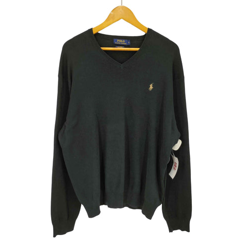 ポロバイラルフローレン Polo by RALPH LAUREN PIMA COTTON ポニー刺繍 Vネック ウールニット メンズ import:XXL
