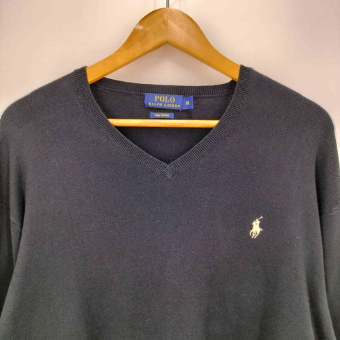 ポロバイラルフローレン Polo by RALPH LAUREN PIMA COTTON ポニー刺繍 Vネック ウールニット メンズ import:XXL