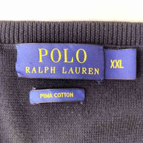ポロバイラルフローレン Polo by RALPH LAUREN PIMA COTTON ポニー刺繍 Vネック ウールニット メンズ import:XXL