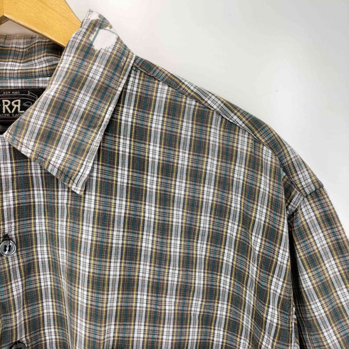 ダブルアールエルラルフローレン RRL RALPH LAUREN 90S 三つ星タグ チェック オープンカラー シャツ メンズ import:L