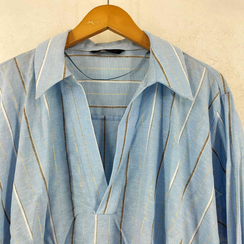 ザラ ZARA レーヨン リネン ストライプ スキッパーシャツ レディース S