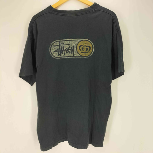 ステューシー Stussy 90S USA製 紺タグ クラウンロゴ フェード 両面プリント クルーネック S/S Tシャツ メンズ import:XL