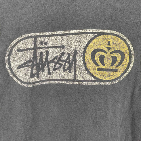 ステューシー Stussy 90S USA製 紺タグ クラウンロゴ フェード 両面プリント クルーネック S/S Tシャツ メンズ import:XL