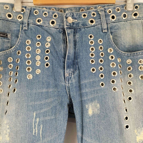 ドルチェアンドガッバーナ DOLCE&GABBANA 06SS 16CLASSIC ハトメ ダメージ加工デニムパンツ クラッシュデニム メンズ EUR:50