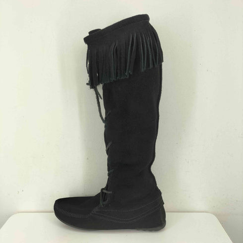 ミネトンカ Minnetonka フロントレース フリンジ ロングブーツ レディース