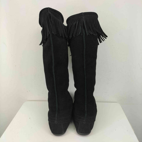 ミネトンカ Minnetonka フロントレース フリンジ ロングブーツ レディース