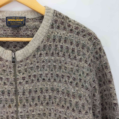 ウールリッチ WOOLRICH 90-00s 総柄 フルジップ ドライバーズニット メンズ import:L