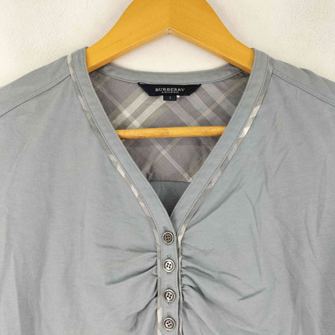バーバリーロンドン BURBERRY LONDON フロントギャザー加工 七分丈 ヘンリーネックカットソー レディース JPN:1