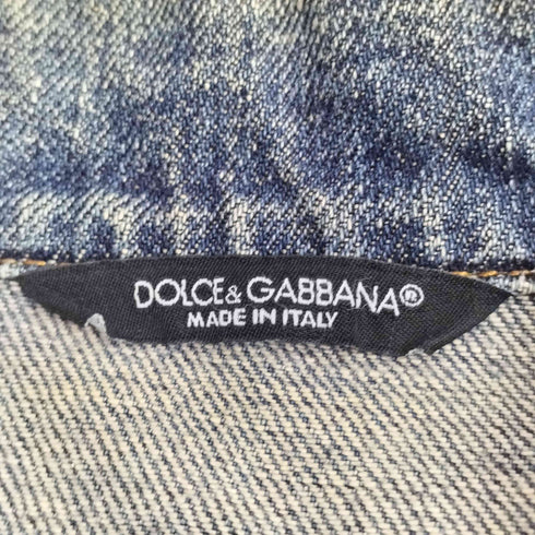 ドルチェアンドガッバーナ DOLCE&GABBANA ダメージ加工 デザインデニムジャケット メンズ 44