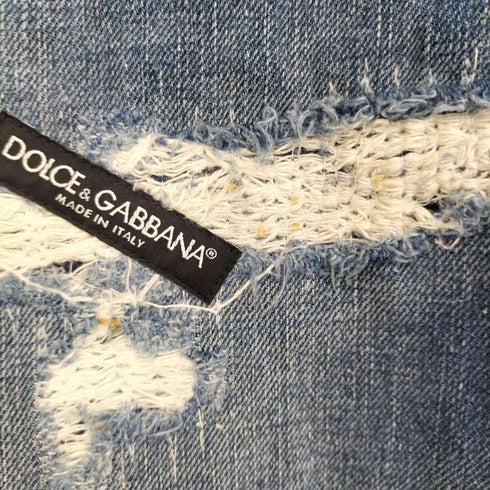 ドルチェアンドガッバーナ DOLCE&GABBANA ダメージ加工 ハードクラッシュ ロゴチケット デニムパンツ メンズ 44