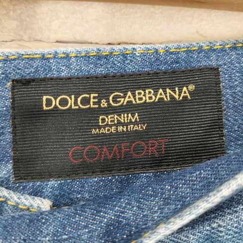 ドルチェアンドガッバーナ DOLCE&GABBANA ダメージ加工 ハードクラッシュ ロゴチケット デニムパンツ メンズ 44
