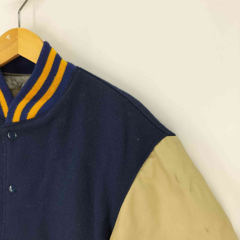 ゴールデンベアー Golden bear USA製 袖レザー メルトン スタジャン ブランク メンズ import:L