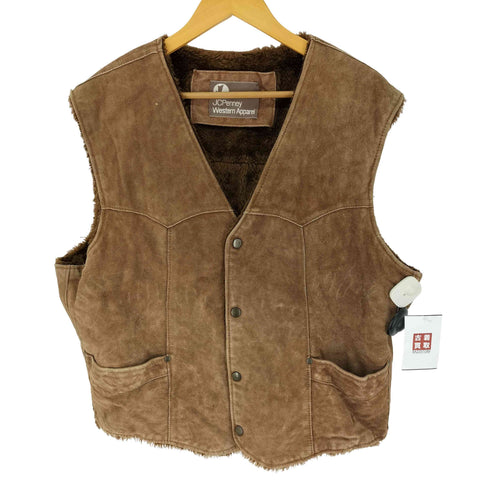 ジェーシーペニー JC Penney Western Apparel ウエスタン 本革 スエード フェイクファー ベスト メンズ