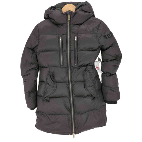 ディーゼル DIESEL フードテッド ダブルジップ セミロングダウンコート レディース import:S