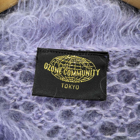 オゾンコミュニティ OZONE COMMYUNITY 透かし編み フラワーデザイン 短丈 ループニット カーディガン レディース