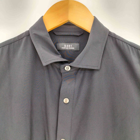 ゴーサンゴーイチプールオム 5351 POUR LES HOMMES ナイロンポリ スナップボタン ストレッチ 長袖シャツ メンズ JPN:46