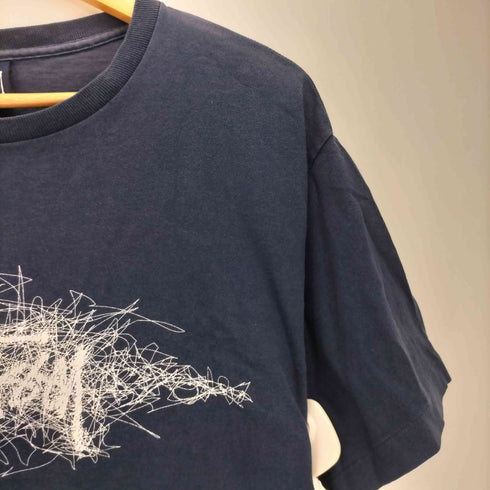 ステューシー Stussy 90S 紺タグ USA製 袖裾シングル ロゴクルーネックTシャツ フェード メンズ import:L