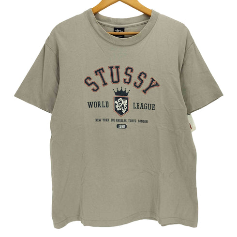 ステューシー Stussy 90S 紺タグ USA製 袖裾シングル ロゴ クルーネックTシャツ メンズ import:L