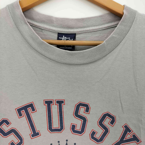 ステューシー Stussy 90S 紺タグ USA製 袖裾シングル ロゴ クルーネックTシャツ メンズ import:L