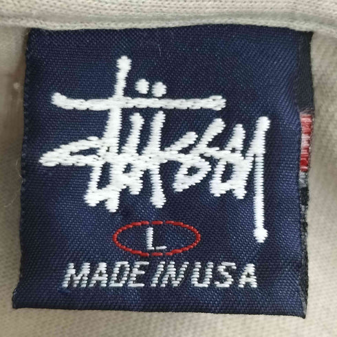 ステューシー Stussy 90S 紺タグ USA製 袖裾シングル ロゴ クルーネックTシャツ メンズ import:L