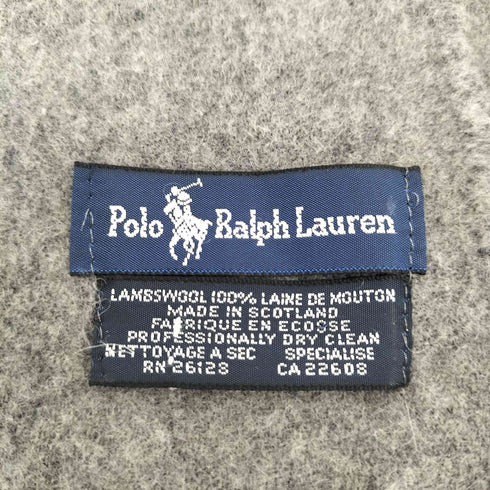 ポロラルフローレン POLO RALPH LAUREN 90s スコットランド製 ラムウール ポニー刺繍 フリンジ マフラー レディース