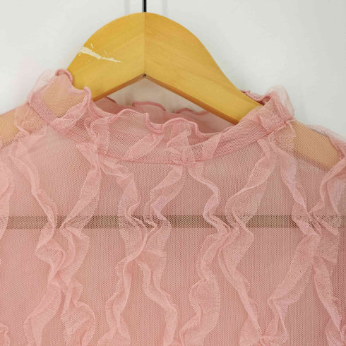 ポピートーキョー poppy tokyo PINK WAVE TULLE TOPS ピンクウェーブタートルトップス フリルシアートップス レディース FREE