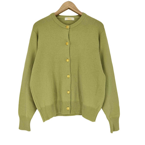 Publoth pure cashmere カシミヤ100% 金ボタン クルーネックカーディガン レディース JPN:L
